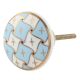 Sky Blue and White Golden Checkerboard Cabinet Knob